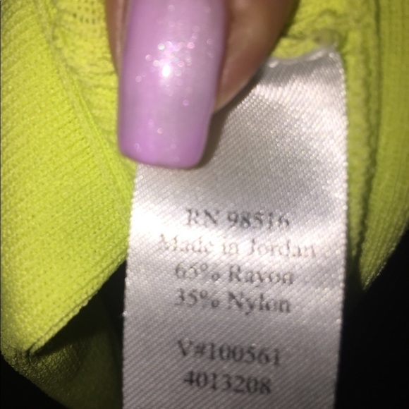 Coldwater Creek size small bright yellow green 3/4 length sleeve stretch tie - Picture 7 of 7